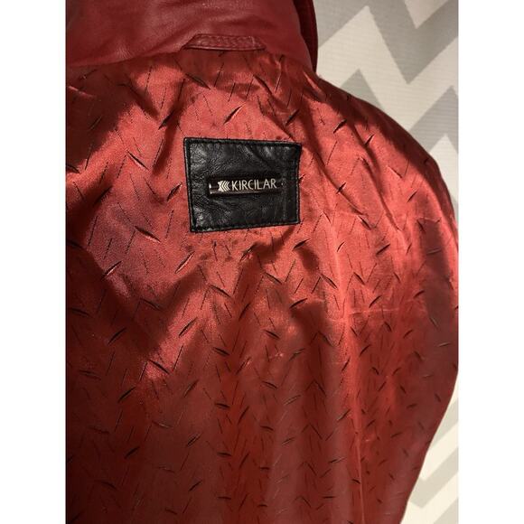 Vintage Black Leather Long Woman’s Jacket Red Lining Kircilar Lg Preppy Princes - Picture 7 of 8